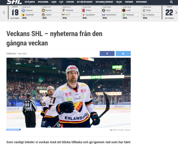 SHL.se – Veckans nyheter